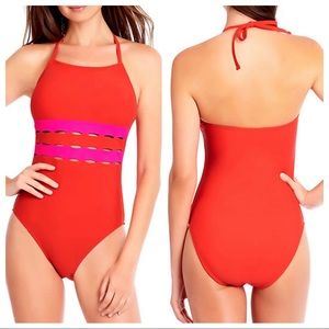 Sandflower Colorblock Peek-a-Boo OnePiece Swimsuit